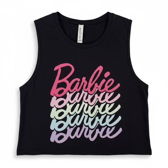 Bella Canvas Black Barbie Tank Top with Pink and White Graphic - Picture 4 of 6
